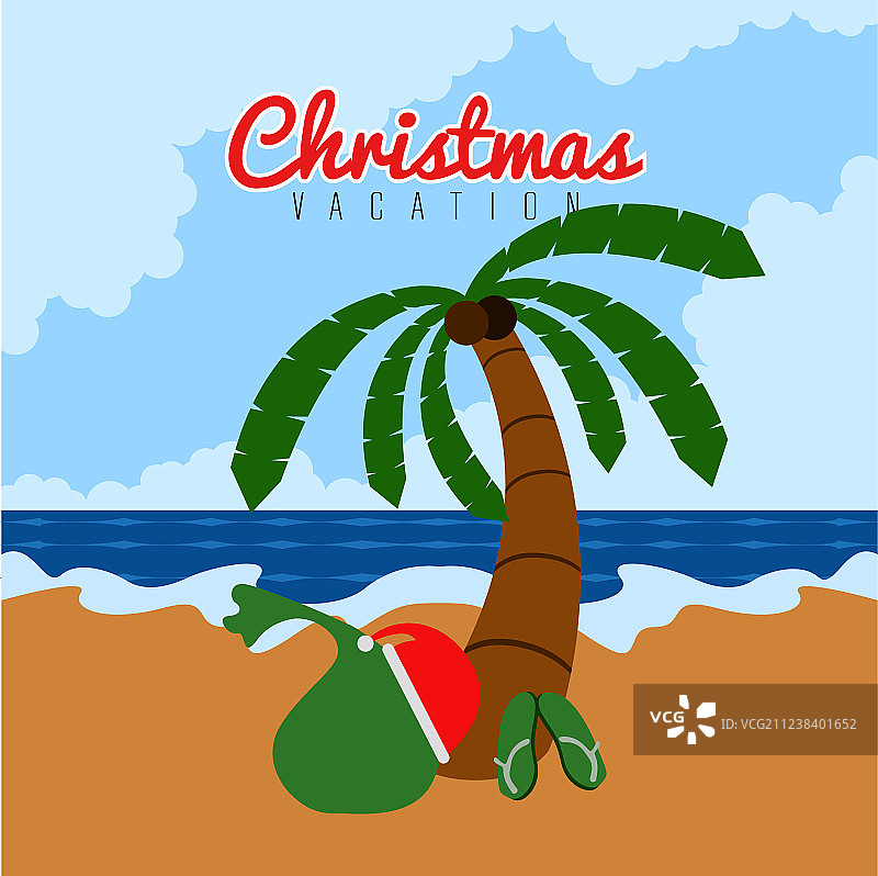 带一袋棕榈树暑假礼物图片素材