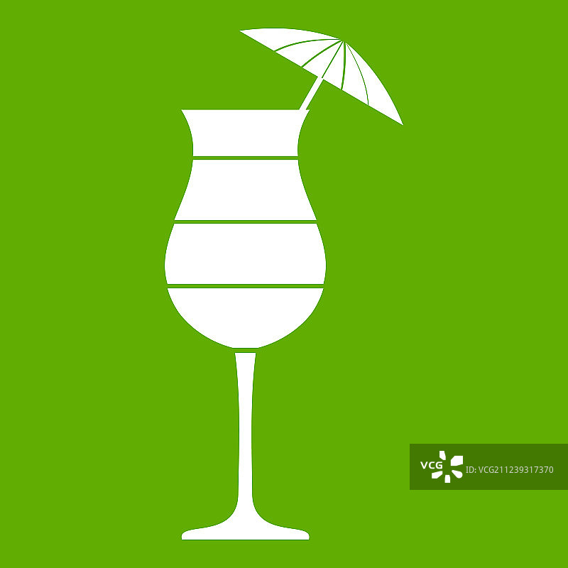 分层的鸡尾酒与伞图标绿色图片素材