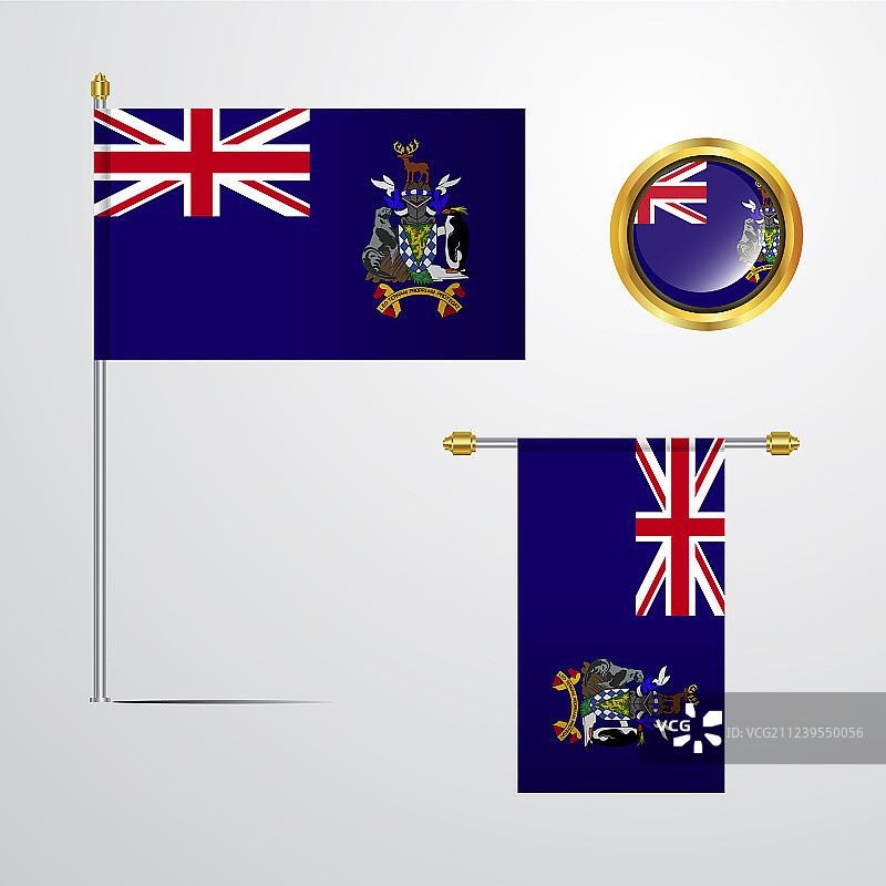 南乔治亚州飘扬的旗帜设计与徽章图片素材