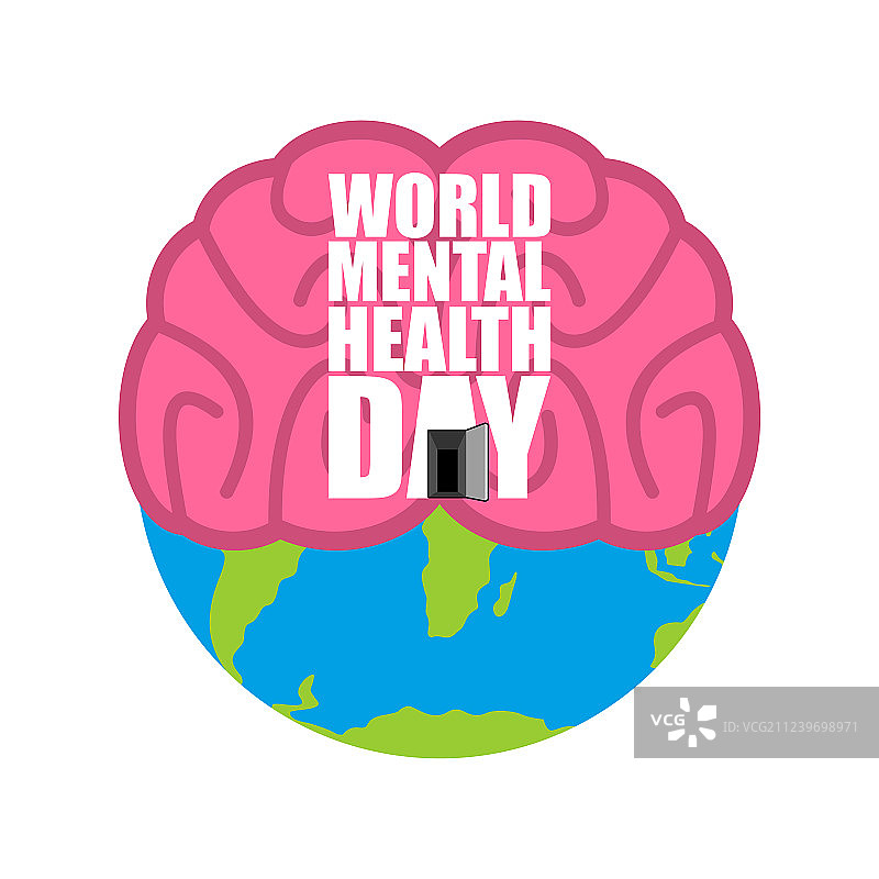 世界精神卫生日大脑和地球图片素材