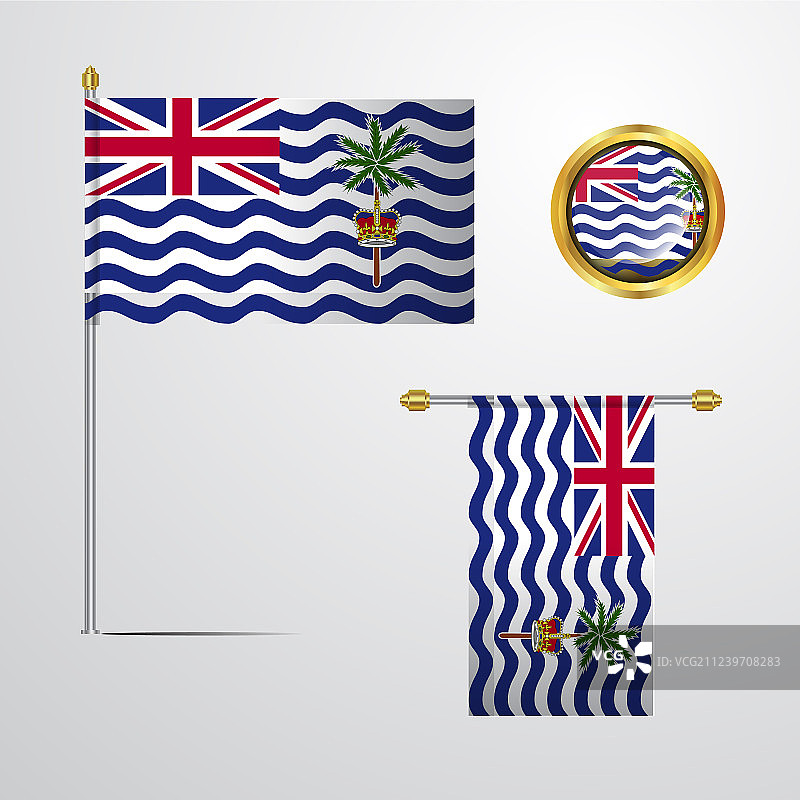 飘扬旗帜图案的英属印度洋领土图片素材