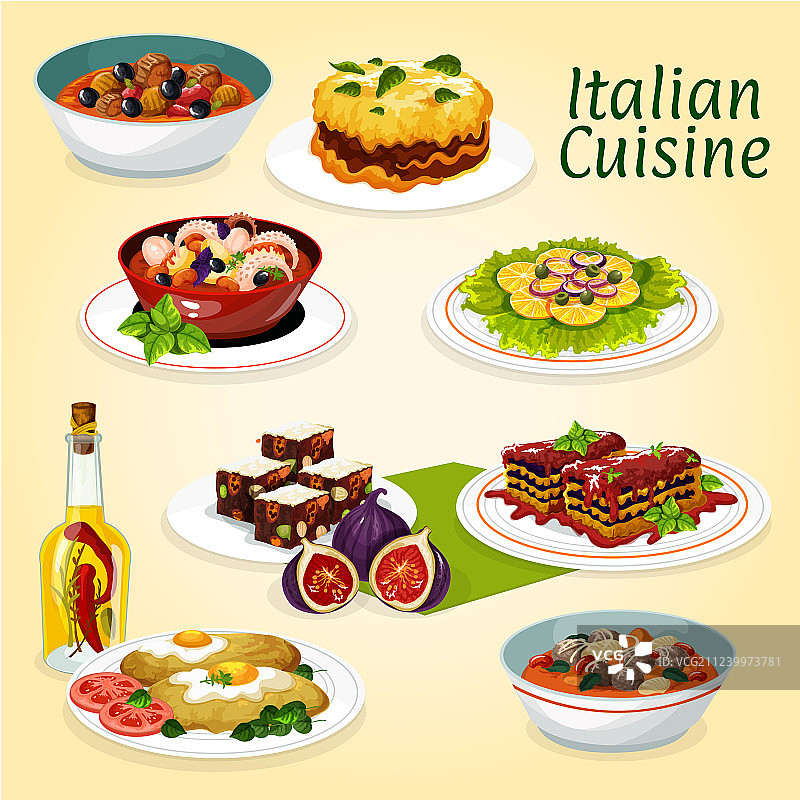 意大利菜正餐和甜点图片素材