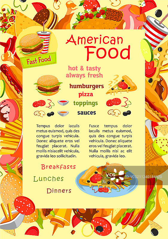 餐厅菜单的快餐海报图片素材
