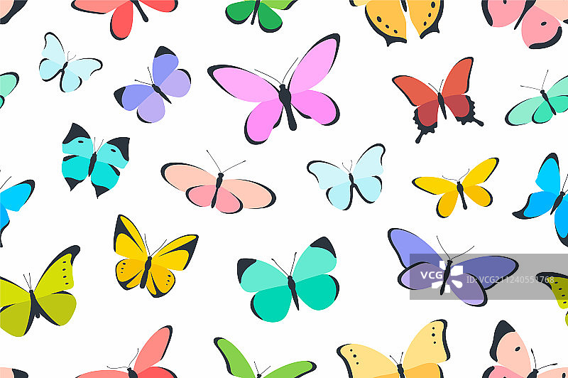 彩色无缝图案蝴蝶图片素材