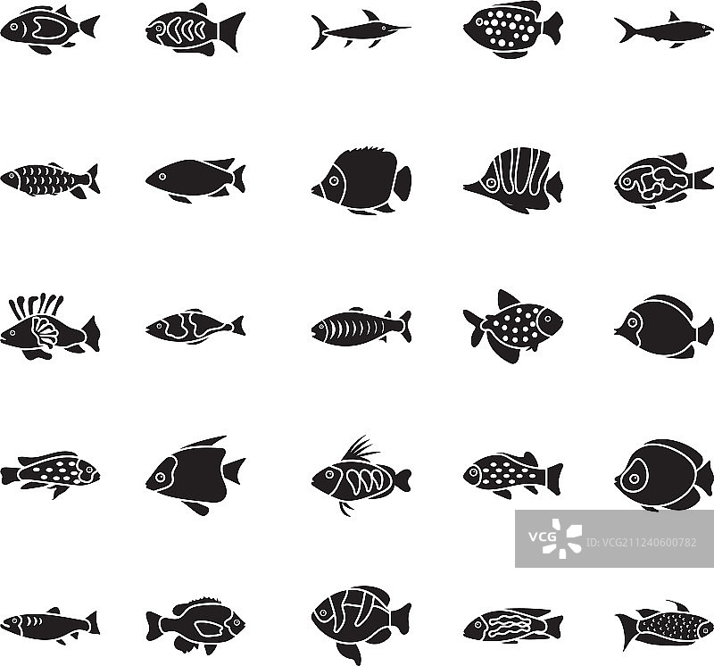 一套鱼字形图标图片素材