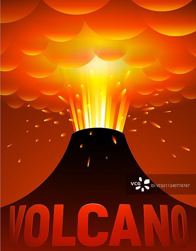 火山喷发的卡通图片素材