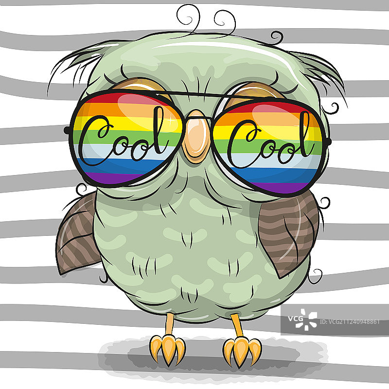 可爱的猫头鹰戴着太阳眼镜图片素材