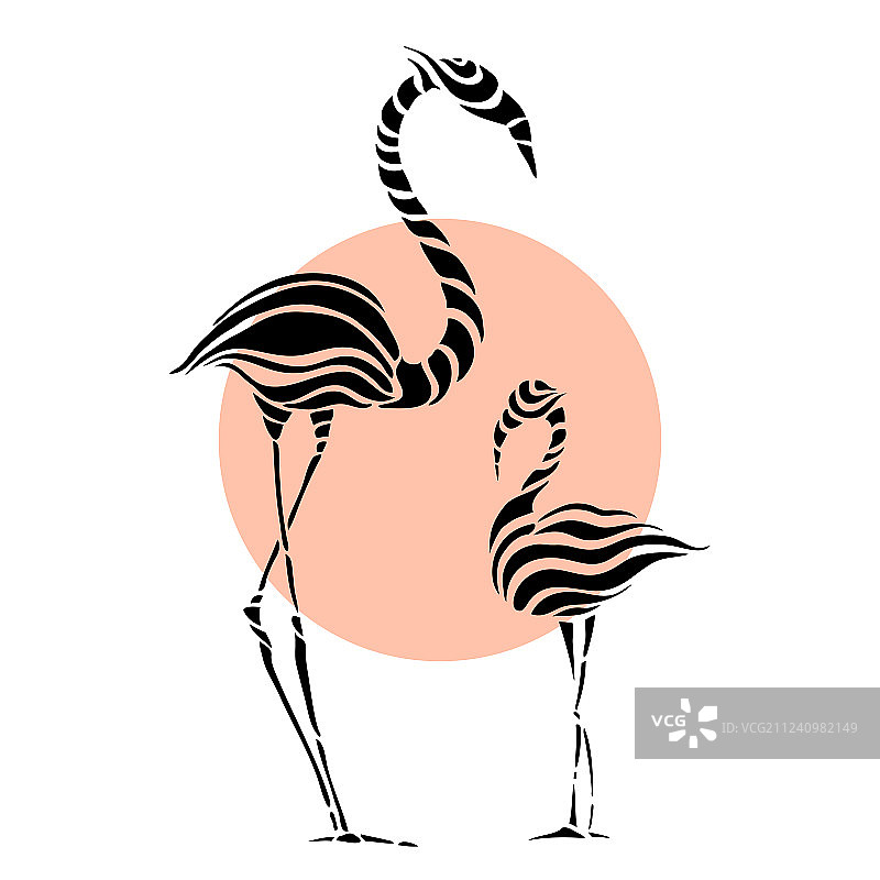 粉色火烈鸟的抽象轮廓图片素材