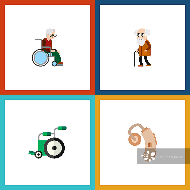 平面图标残疾的一套听力学轮椅图片素材