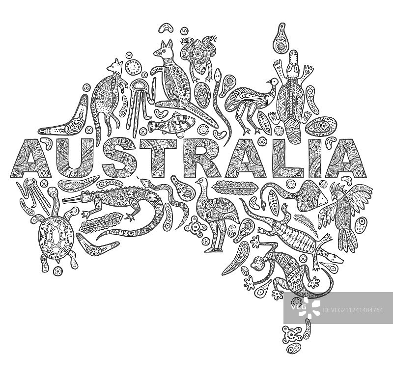 动物画出了澳大利亚土著的风格图片素材