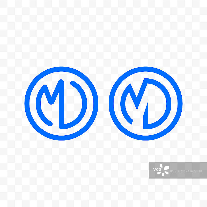 字母m d结扎字母组合线圆圈图标图片素材