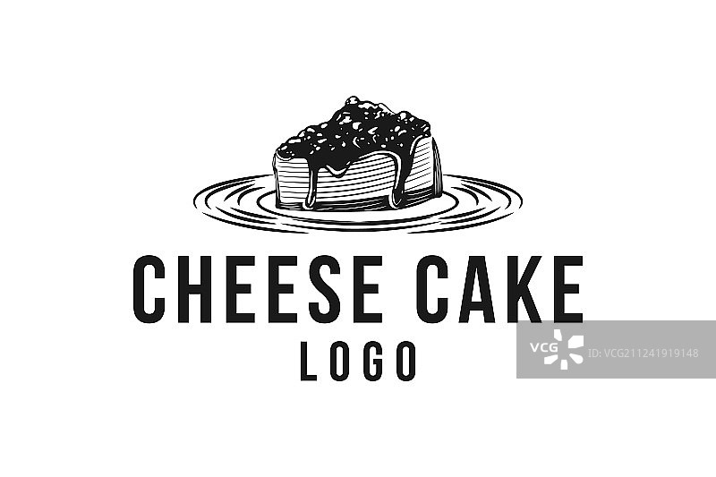 手绘一块奶酪蛋糕的标志设计图片素材