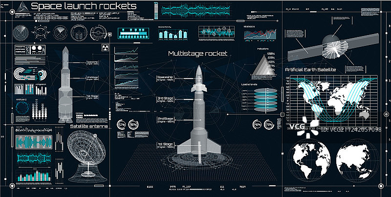 太空发射火箭仪表盘雷达图片素材