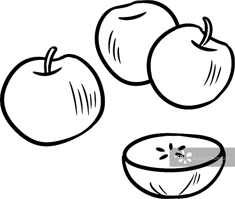 黑白苹果组使用涂鸦艺术或图片素材