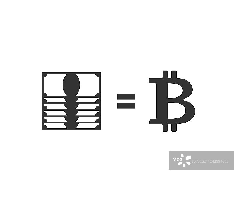 比特币和美元交易的商业标志图片素材