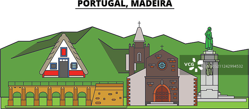 葡萄牙马德拉城市天际线建筑图片素材