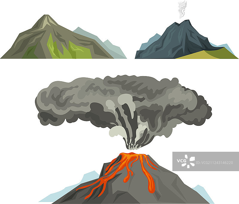 火山岩浆与烟雾一起喷发图片素材