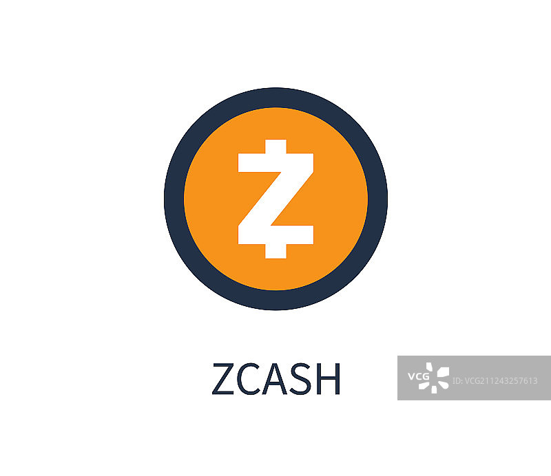 橙色zcash硬币孤立卡通图片素材