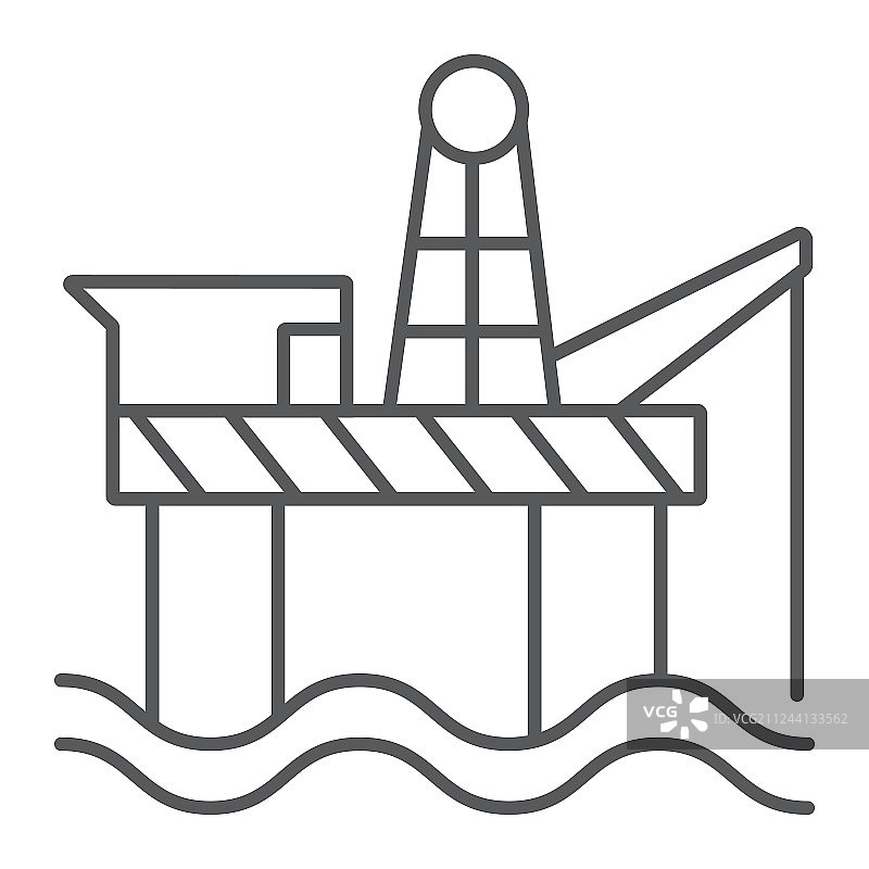 石油钻塔细线标志着工业和海上石油图片素材