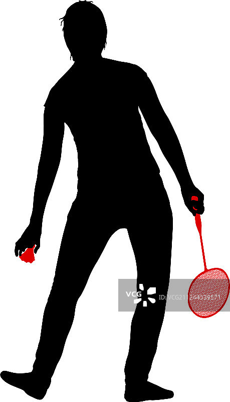 女子羽毛球运动员的黑色剪影上图片素材