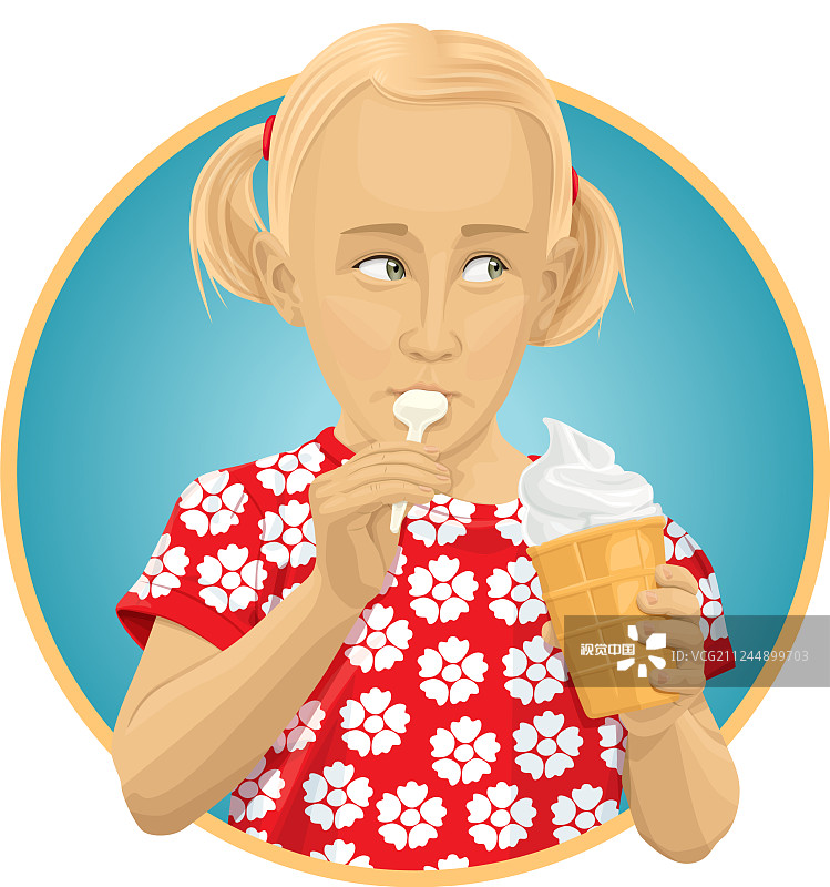 女孩吃冰淇淋图片素材