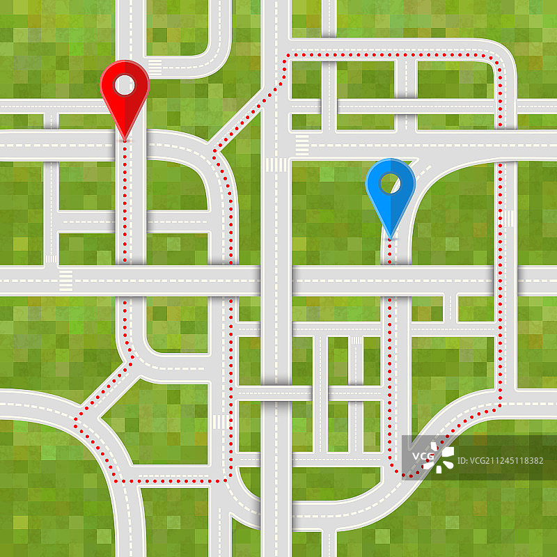 GPS之间的道路交叉口具有复杂的路径图片素材