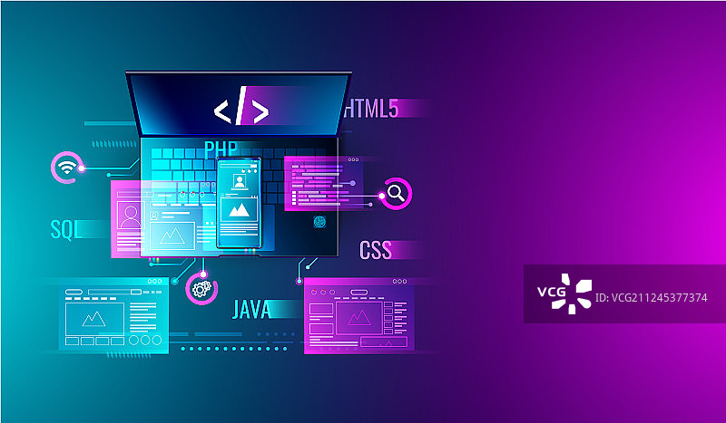 Web开发应用程序设计和编码图片素材