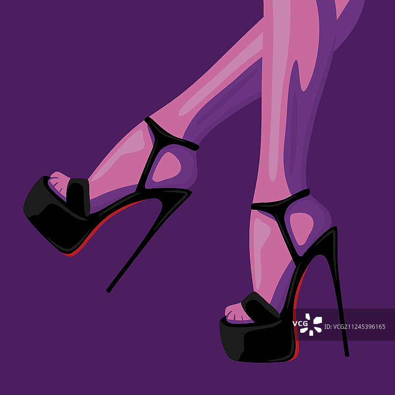 时尚苗条女性的腿在黑色图片素材