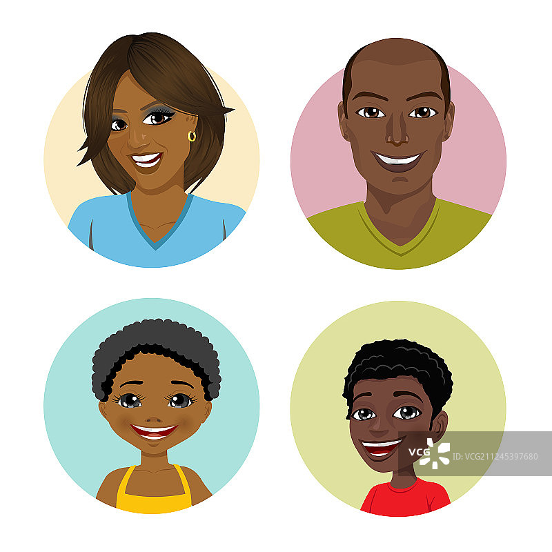 快乐的非裔美国家庭化身图片素材