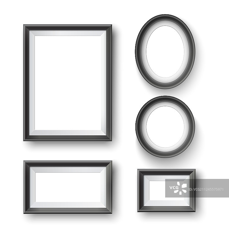 一套现代极简的黑色空白相框图片素材