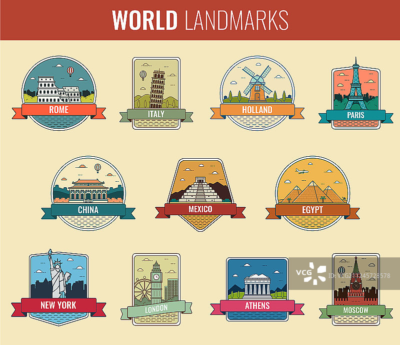 世界地标标志集旅游旅游于一体图片素材