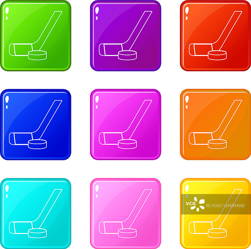 棒子洗衣机冰球图标设置9颜色图片素材