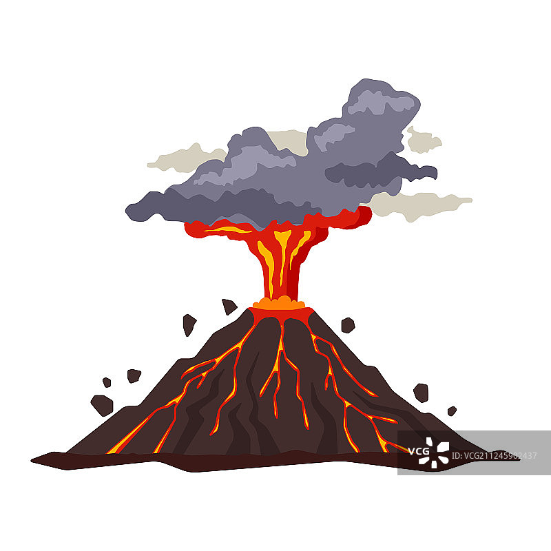 火山喷发与岩浆烟灰隔离图片素材