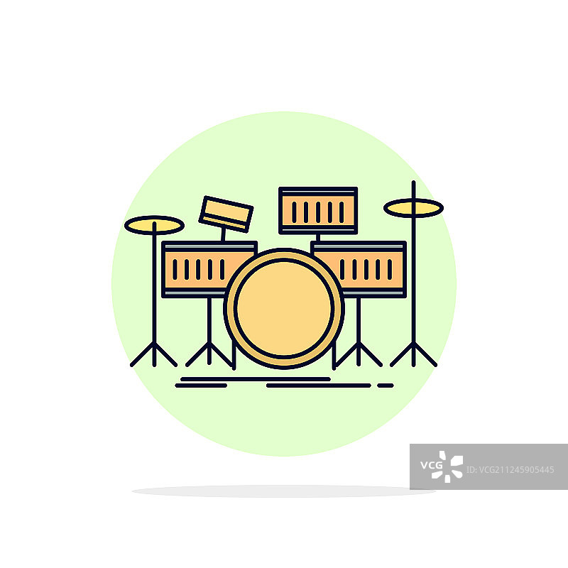 鼓鼓乐器套件音乐平面彩色图标图片素材