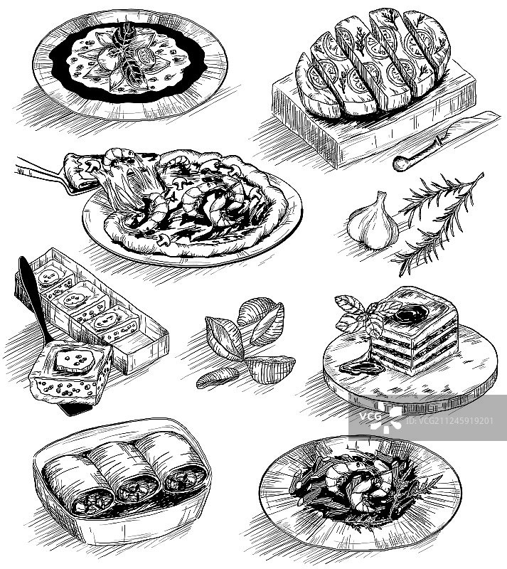 手绘菜单食物草图图片素材