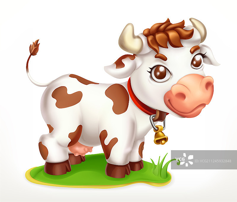 小奶牛有趣的人物3d图标图片素材