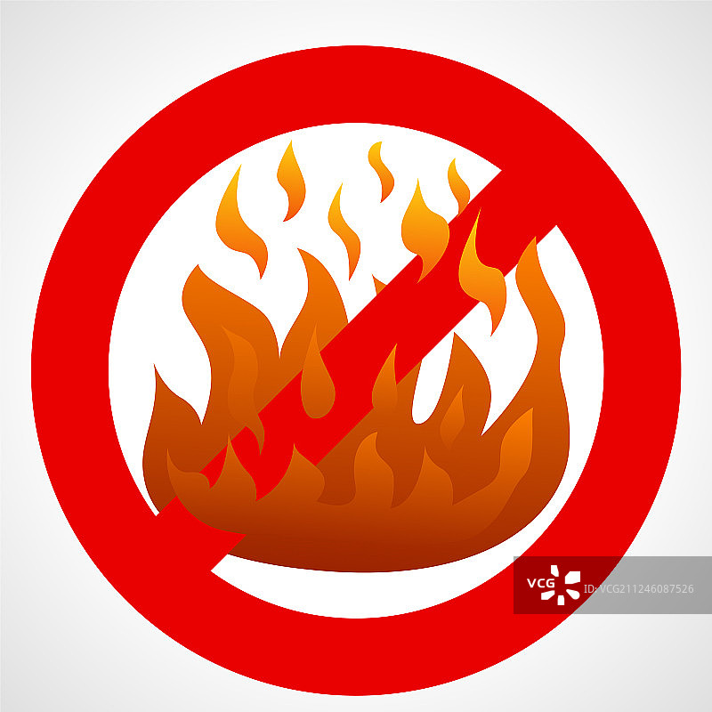 红色的禁止标志和火焰火焰图片素材