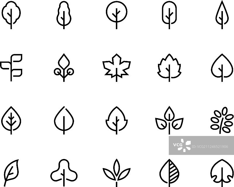 叶线图标极简现代植物设计图片素材
