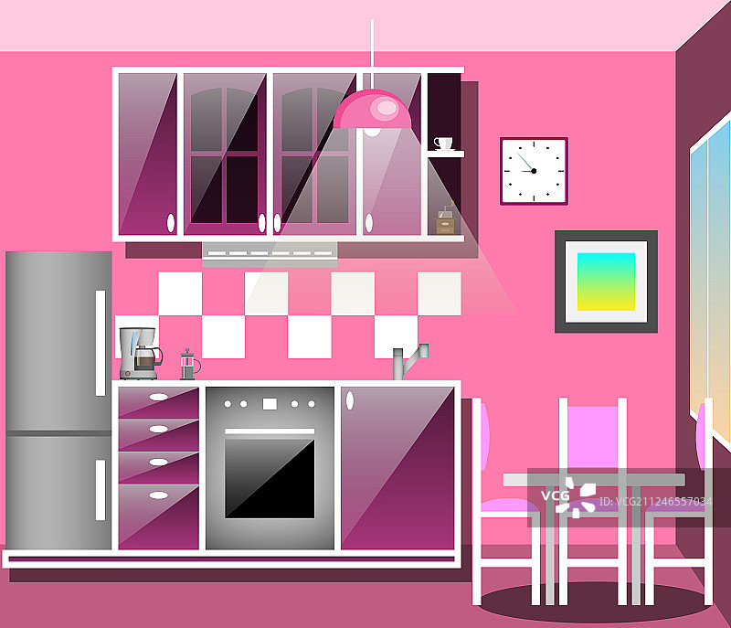 厨房与家具平面风格图片素材