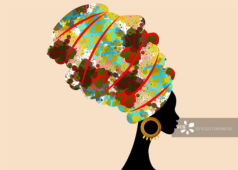 描绘美丽的非洲妇女在头巾图片素材
