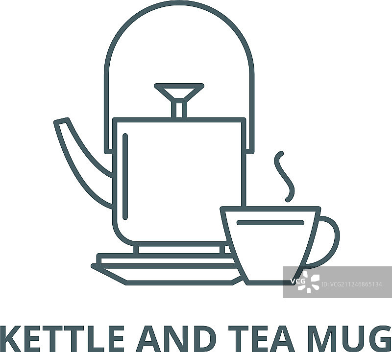 茶壶和茶杯线图标线性图片素材