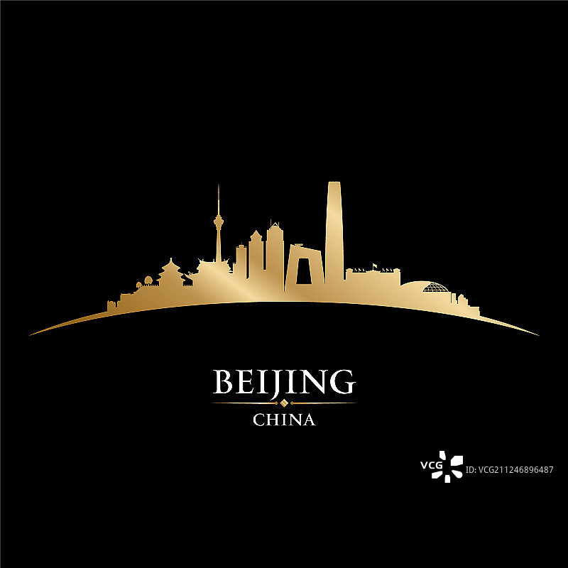 北京中国城市天际线剪影黑色图片素材