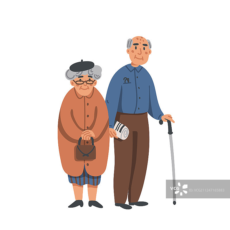 年长的男男女女戴着眼镜站着图片素材