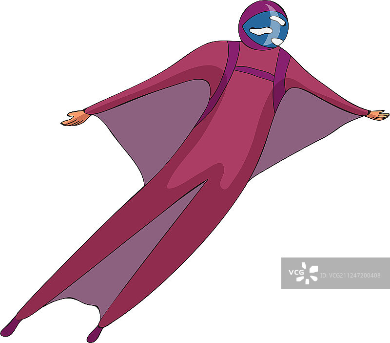 跳伞者戴着紫色的头盔和西装图片素材