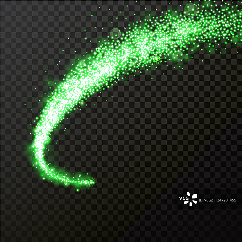 绿光闪烁彗星粒子波图片素材