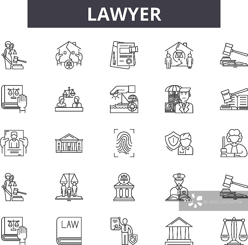律师线图标标志设置为线性图片素材