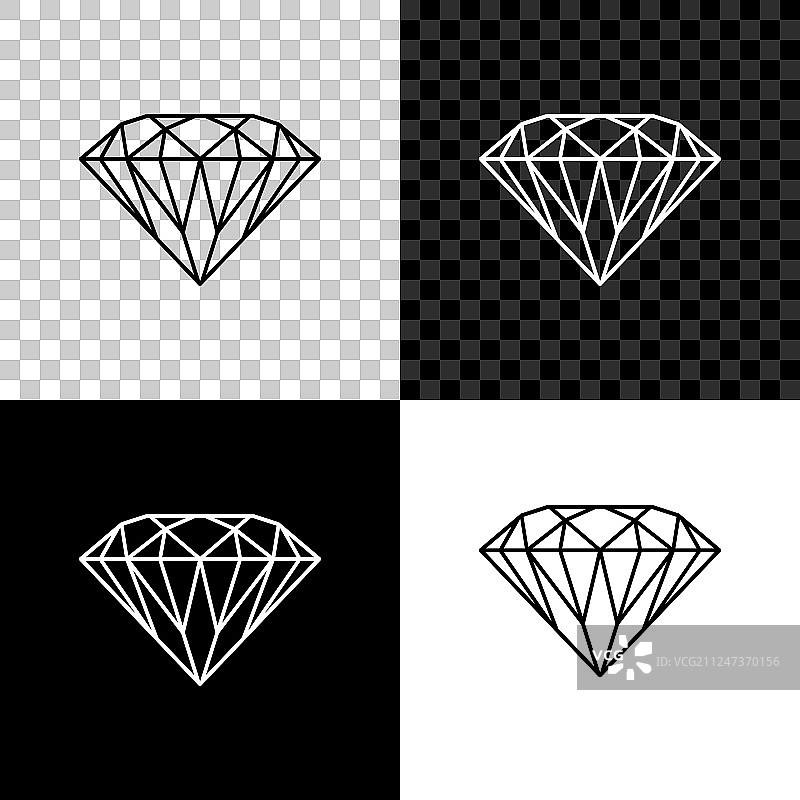 钻石图标孤立在黑白和图片素材