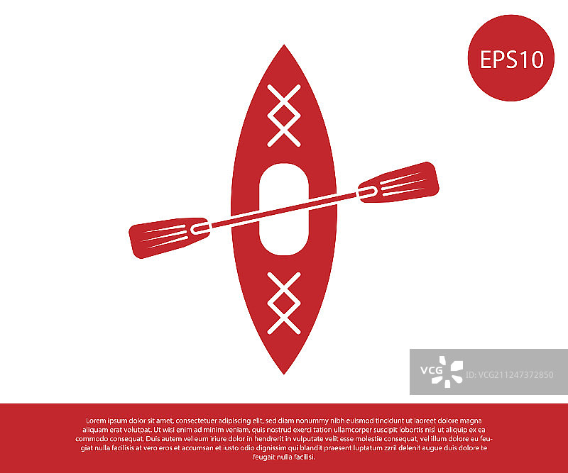 红色皮艇和桨图标孤立在白色图片素材