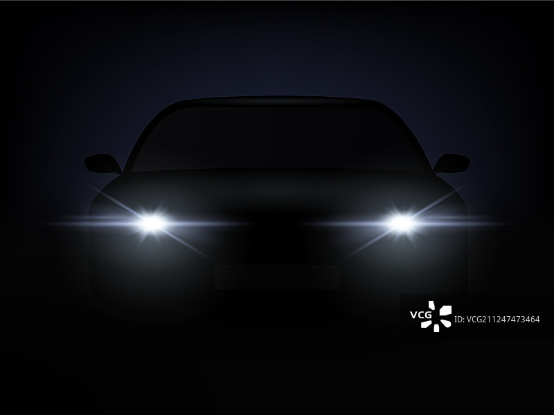 逼真的汽车灯光效果从黑暗图片素材