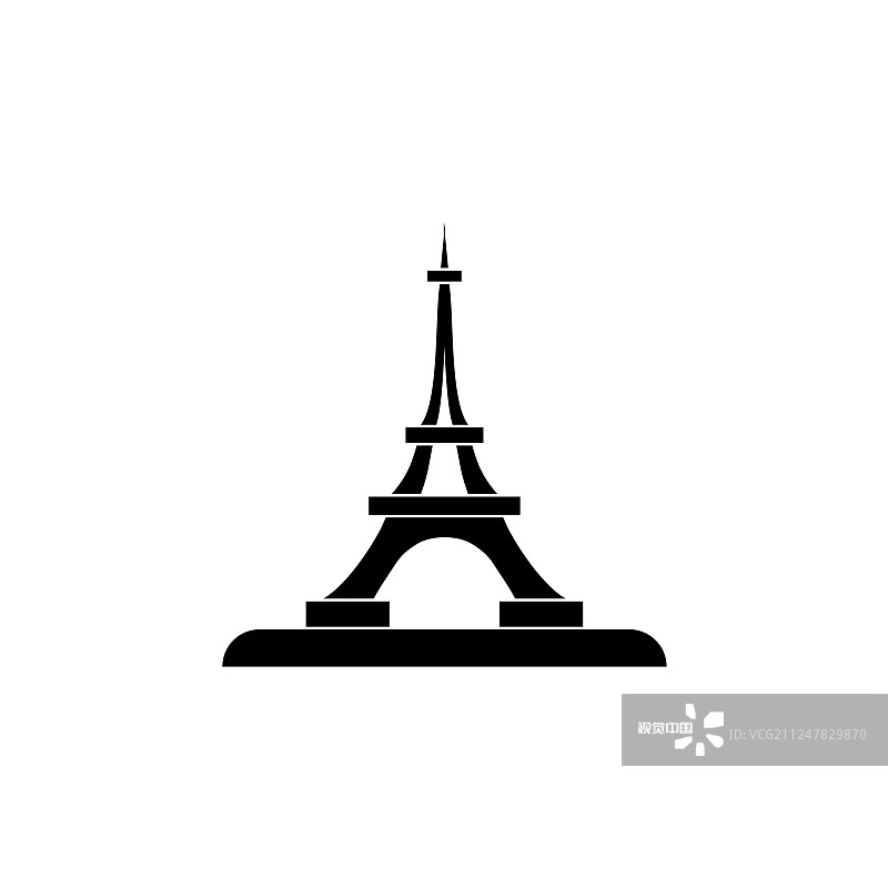 埃菲尔铁塔图标黑白背景图片素材